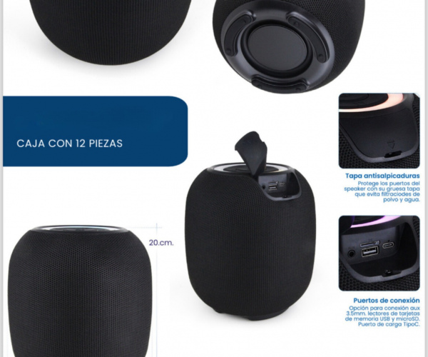 BOCINA MANOS LIBRES Y ANILLO DE LUZ RGB, VENTA DESDE 1 PIEZA A PRECIO DE CAJA MÁSTER. 